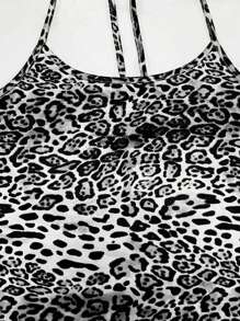 SHEIN Unity 露背系带豹纹修身连衣裙，休闲与度假装长款女士服装