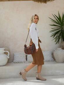 Styleloop Women's Ankle Boots And Short Boots, Suitable For Vacation, BOHO, Retro American, Bohemian, Western Style, Music Festival, Party, Christmas, Halloween Valentine's Day Holiday Travel Essential Boho - Apricot - View 6