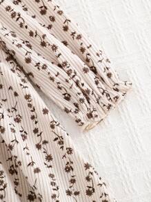 Cozy Pixies Robe pour bébé fille à manches bouffantes avec blocs de couleurs floral et taille cintrée - Nude - Voir 6