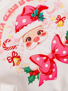 女婴南瓜印花罗纹喇叭裤套装，秋季，圣诞节 - 玫紅色 - 查看 3