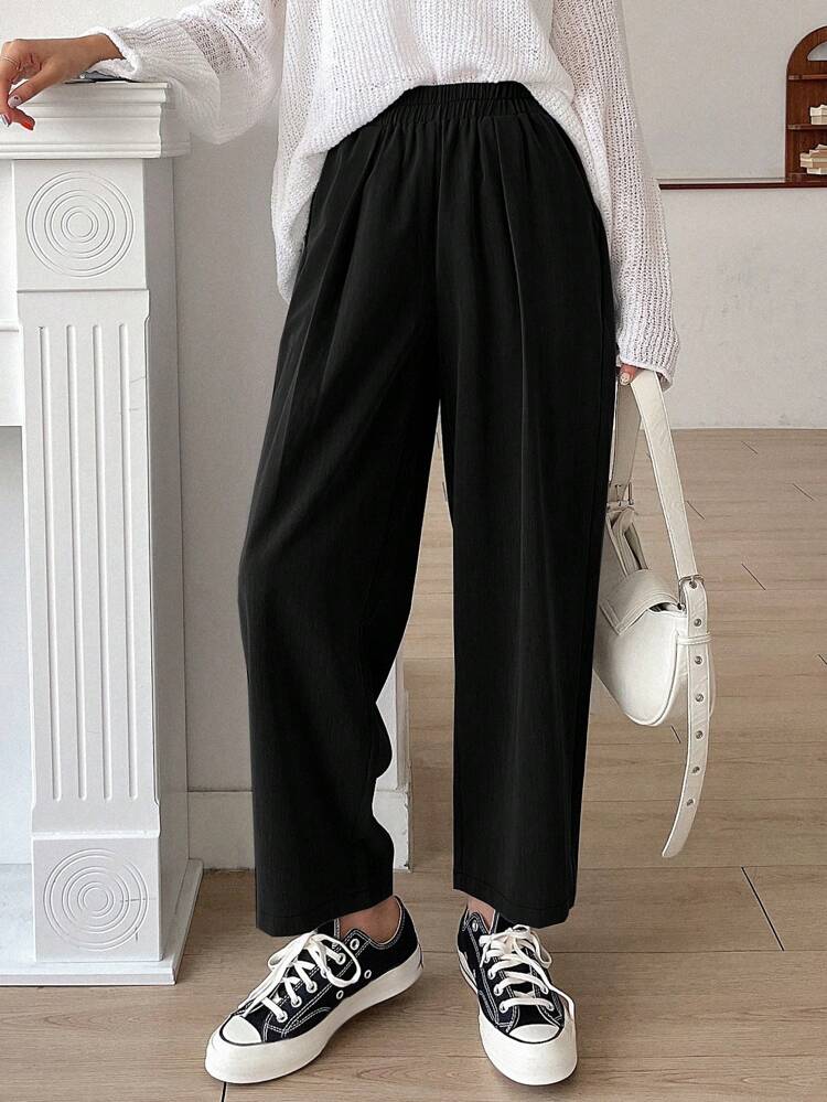 Plain Solid Color Casual Business Trousers,Women Dress Pants