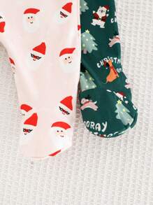 Cozy Pixies Newborn Baby Girl 2pcs Christmas Knitted Soft Round Neck Long Sleeve Romper & Long Pants Set Print