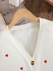 青少年女孩休闲针织长袖开衫，适合秋冬季 - 白色 - 查看 3