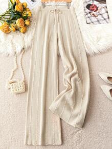 SHEIN LUNE Plus Size Solid Color Front Button Simple Casual Pants - Apricot - View 1