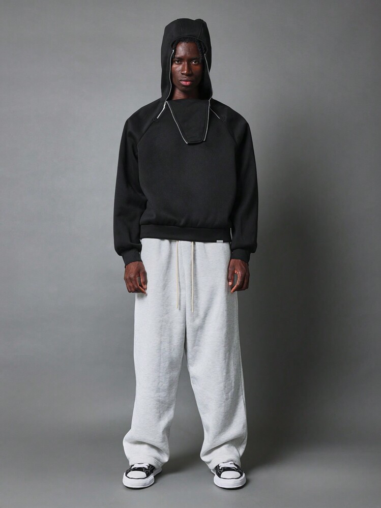 SUMWON 优质拉链面罩连帽衫独特面罩设计冬季舒适套头衫街头服饰都市时尚运动休闲服 - 黑色 - 查看 5