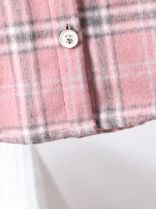Baby Girl Pink Plaid Winter Jacket, Warm & Comfortable