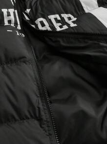 Manfinity VCAY Giacca imbottita casual con chiusura lampo e stampa a lettera per uomo, invernale