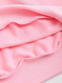 SHEIN Unity Áo nỉ dài tay trễ vai màu hồng lệch vai thường ngày - Hồng - Xem 6