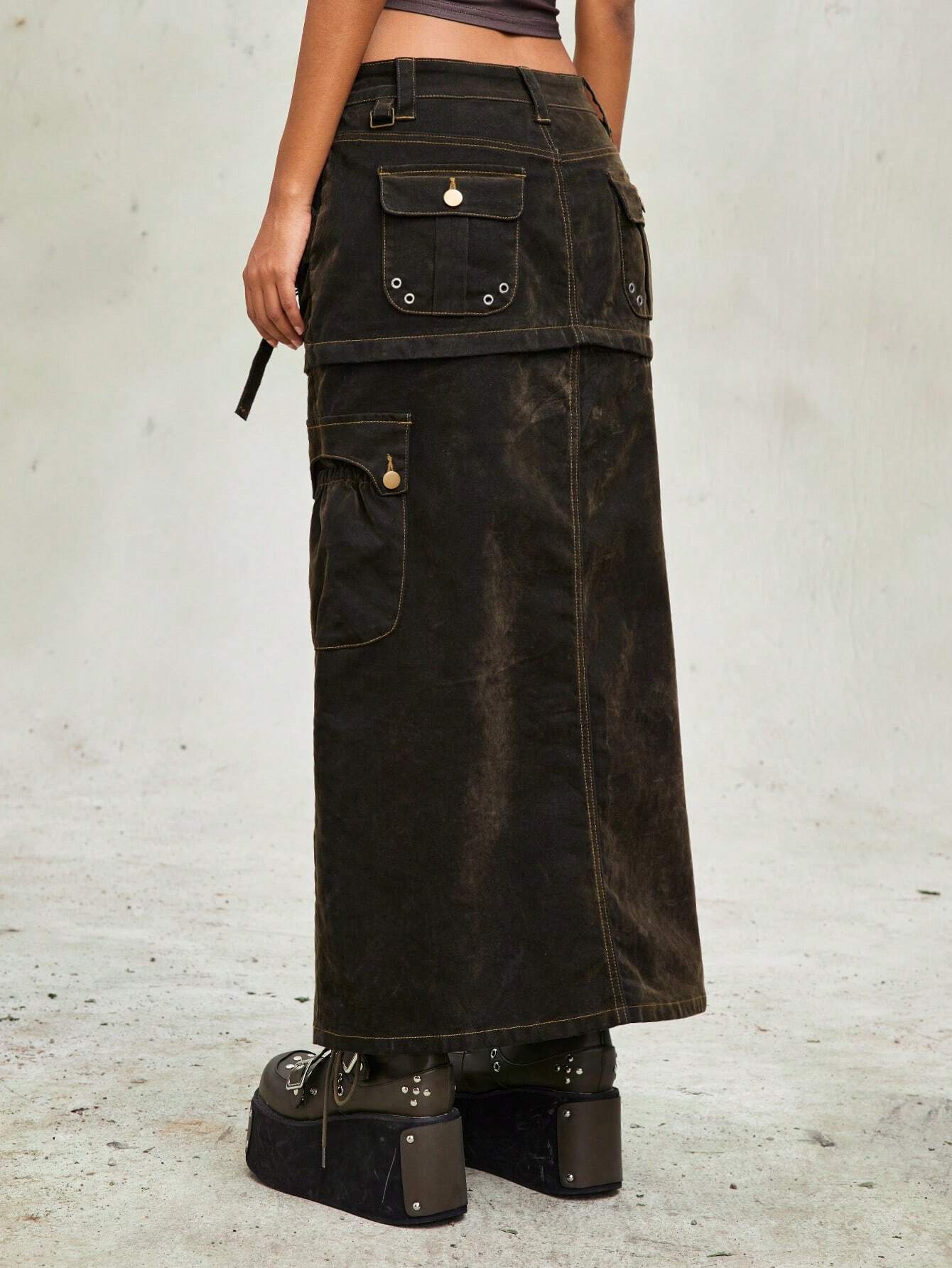 Our Grunge Punk Distressed Wash Detachable Versatile Long