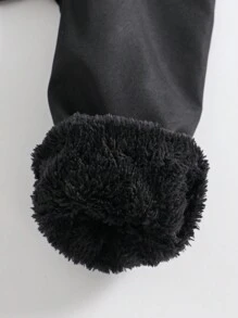 SHEIN Áo khoác nỉ trùm đầu thời trang thường ngày cho bé trai tuổi teen - màu đen - Xem 5
