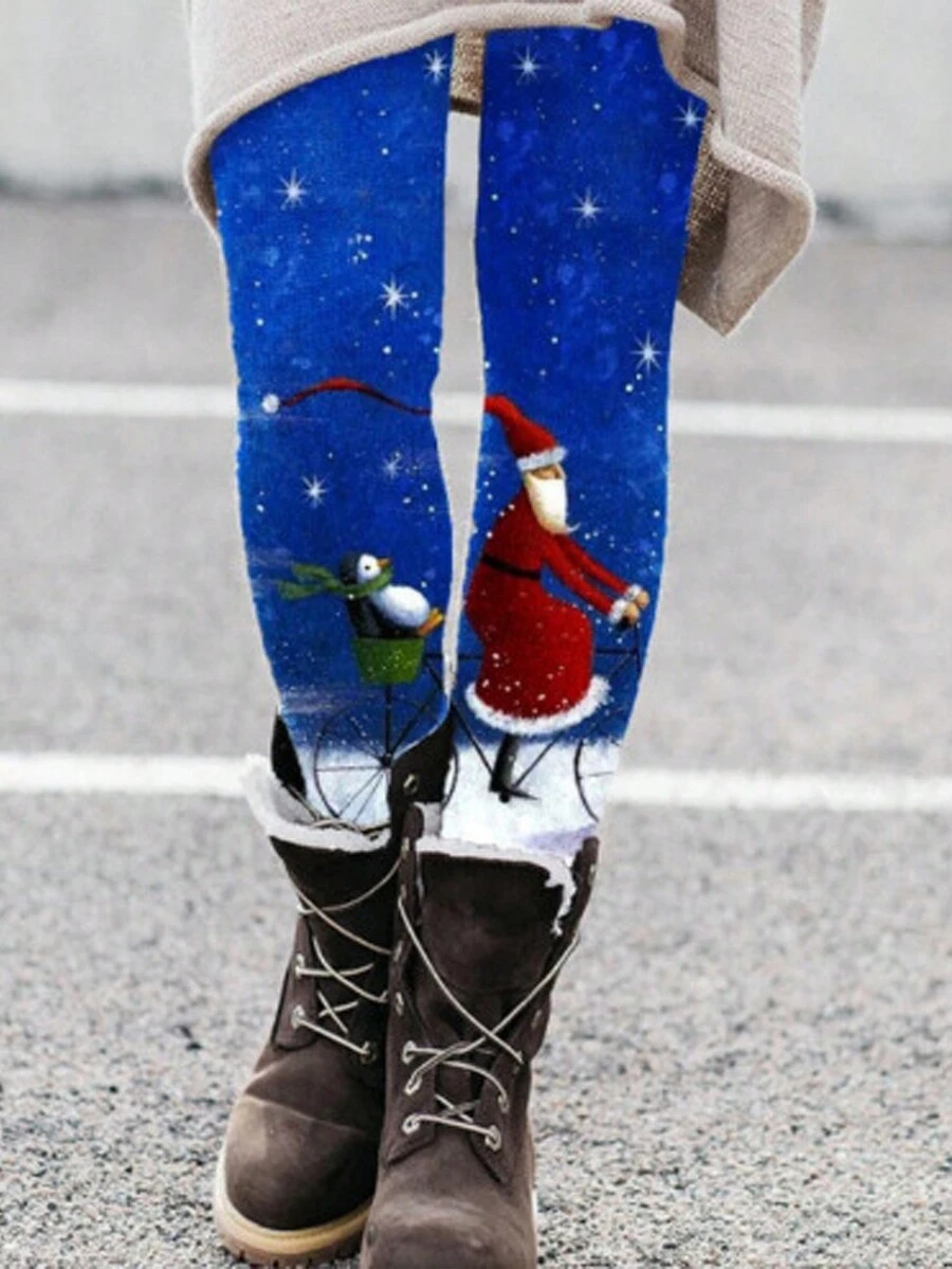 Slim-Fit Easter Digital Printed Leggings, Thin