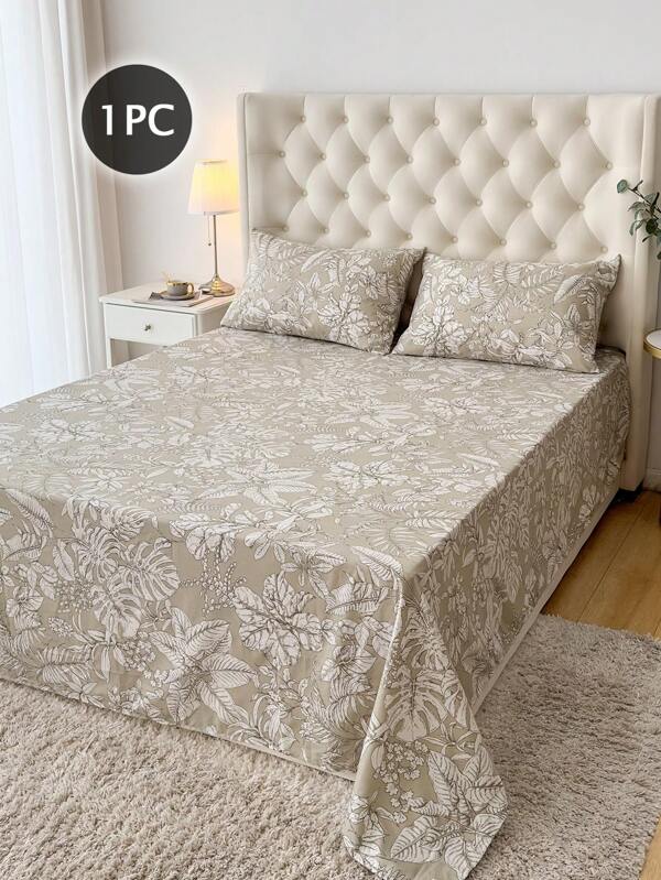 1pc Plant Pattern Flat Sheet, Lightweight & Breathable, Soft & Skin-Friendly