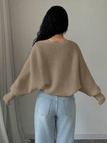 SHEIN Unity 女士纯色短款休闲短款开衫，秋季，长袖上衣 - 卡其色 - 查看 2