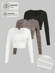 SHEIN EZwear Camiseta ajustada de mujer de punto multicolor