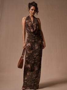 MUSERA Sexy Extreme Cowl Maxi Dress Ibiza Fits Boho Spring Vacation Summer Festival - Multicolor - View 1