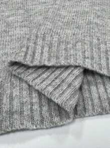 SHEIN LUNE Plus Size Women's Solid Color Mock Neck Short Sleeve Sweater, For Winter