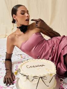 COSMINA Autumn/Winter Women Solid Color Layered Ruffles Elegant Strapless Mini Dress - Rusty Rose - View 10