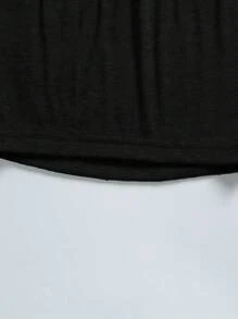 SHEIN Unity 2 件套女士纯色短款吊带背心，性感夏季 - 黑色 - 查看 3