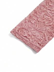 SHEIN Clasi 1pc Women Elegant Plain Color Lace Patchwork Ruffled Hem Dress, Suitable For Autumn - Pink - View 7