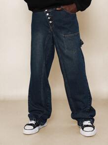 SUMWON 阔腿交叉腰牛仔裤