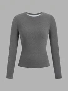 SHEIN EZwear 3 件装 保暖内衬长袖紧身 T 恤，秋冬款 - 黑與白 - 查看 4