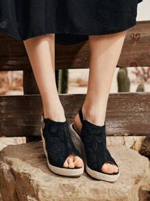 Styleloop Women's Platform & Wedge Sandals, Suitable For Daily Wear - Black - View 8