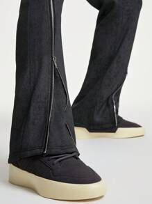 Manfinity NXTstreet Men Baggy Ribbed Flared Sweatpants - Black - View 6