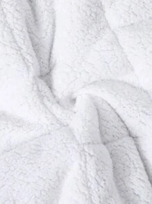 SHEIN Tween Boys Casual Contrast Fluffy Sleeve Hooded Zip-Up Warm Thickened Padded Coat - Black - View 8