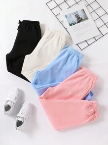 SHEIN 少女四件套校园运动裤套装，休闲街头风学院风百搭多色套装，包含运动裤，2024秋冬季款 - 彩色 - 查看 1