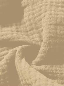 SHEIN EZwear Quần ống rộng cạp chun rộng rãi có túi cho nữ cỡ lớn, phong cách thường ngày đến trường/cao đẳng để mặc hàng ngày, ở nhà, hẹn hò, mùa thu/đông - Màu be - Xem 6