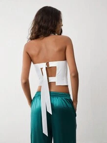 TRNVIE 1 件女式有领无袖纽扣衬衫，修身版型办公室/通勤装，白色，秋冬 - 白色 - 查看 2