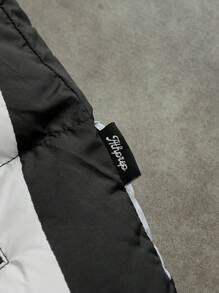 Manfinity VCAY Giacca imbottita casual con chiusura lampo e stampa a lettera per uomo, invernale