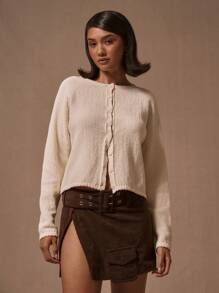 MUSERA Waffle Knit Button Up Cardigan Y2k Spring Casual Cute 90's Sun