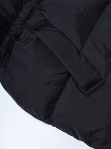 SHEIN Essnce Women's Solid Color Sleeveless Zipper Pockets Down& Feathers Jacket,Down& Feathers Vest,Winter Women Jacket - Black - View 9