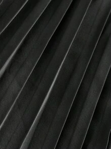 SHEIN BAE Traje de chaqueta y pantalones de pernera ancha elegantes para viajes de negocios, talla grande, con chaqueta negra con solapa, manga acampanada y plisado en la cintura, y pantalones de vestir de dos piezas