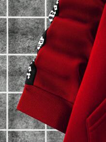 Manfinity Homme 2pcs Men Letter Ribbon Hoodie And Sweatpants Set With Drawstring, Casual Outfit For Autumn - Red - View 6