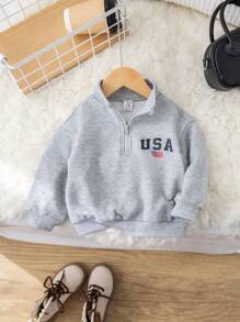 SHEIN Leap Crew Baby Girl Long Sleeve High Neck Graphic Print Loose Sweatshirt, Suitable For Outdoor And Daily Wear, Autumn/Winter - Grey - View 4