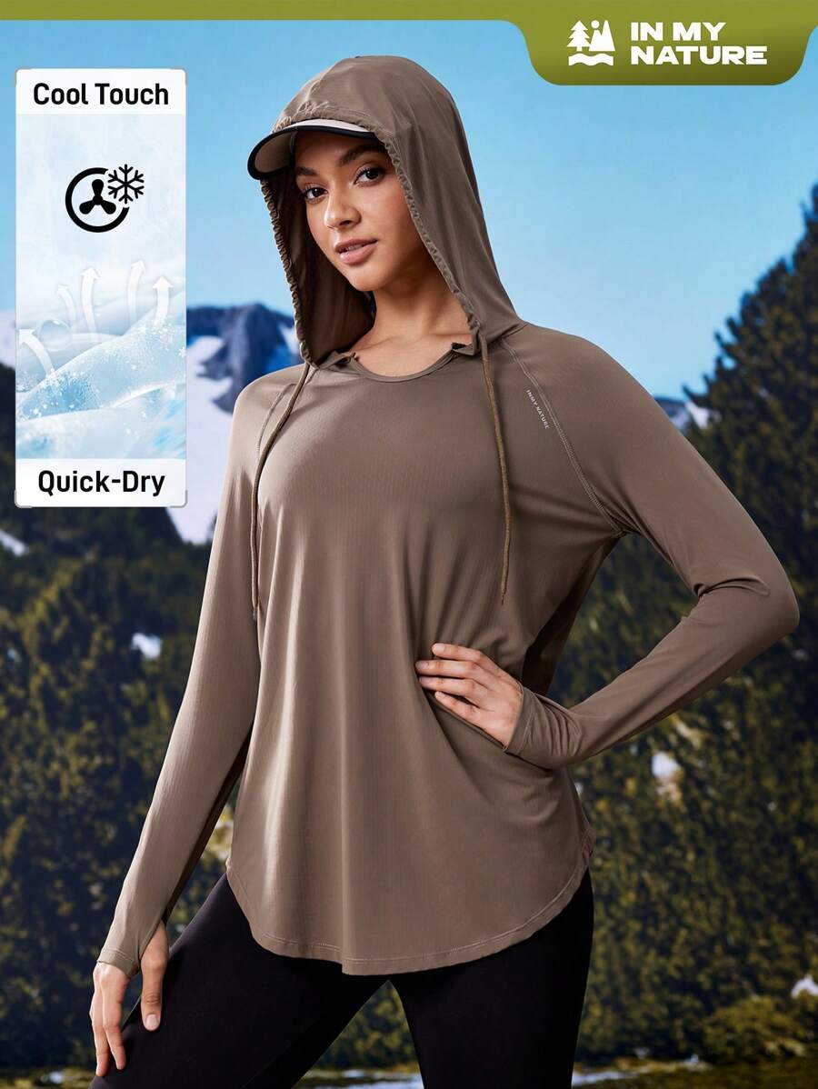 In My Nature Women's Casual Pullover Hoodie With Drawstring In Fall, Minimalist Design Hiking Women Clothes