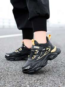 Teenagers Spring/Autumn Fashion Chunky Chunky Sneakers For Boys, Adjustable Hook And Loop Easy On/Off, Soft Comfortable Lining, Classic Color, Anti-Slip & Durable, School/Sports Sneakers - Multicolor - View 2