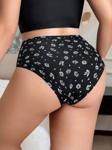 1pc Women Plus Size Seamless Breathable Mid-Waist Funny Graphic Hipster Panty