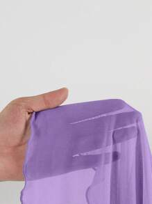 Swim Mod 女士花卉印花露背系带比基尼套装，搭配纯色扭结下摆裙子，夏季海滩 - 紫色 - 查看 6