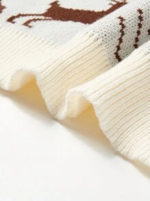 Manfinity EZcore 男士休闲几何鹿印花毛衣，秋季圣诞长袖休闲拼色套头毛衣，适合聚会、朋友