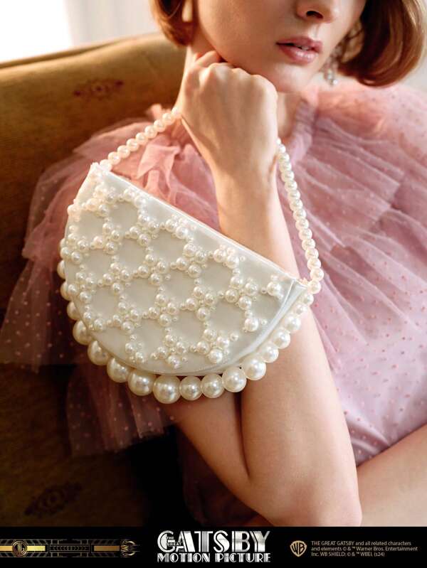 The Great Gatsby x MOTF PREMIUM FASHION PEARL EMBROIDERED HANDBAG