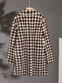 SHEIN Clasi 女式千鸟格图案保暖时尚大衣，秋冬 - 彩色 - 查看 11