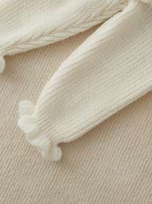 SHEIN Baby Girls Ruffle Textured All-Match Sweater Set, Long Sleeve Top And Pants, Warm & Comfortable, Elegant Crew Neck, Fits Well, Beige, Cute & Fashionable - White - View 6