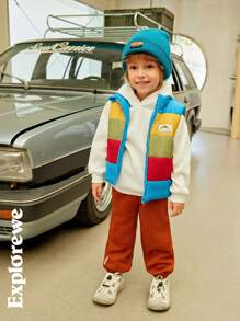 SHEIN Set de 2 pantalones de felpa informales con cintura elástica y decoración de dibujos animados para niño joven