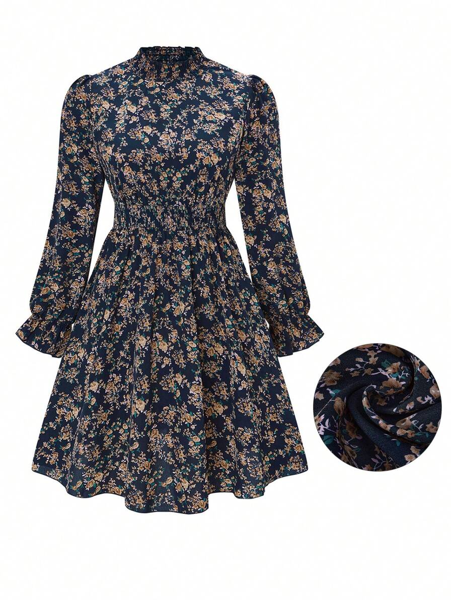 SHEIN LUNE Plus Size Casual Ditsy Floral Dress - Multicolor - View 1