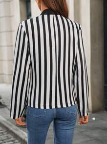 SHEIN Clasi Women's Elegant Striped Patchwork Long Sleeve Blazer For Commute Fall Cloth For Women - Multicolor - View 2