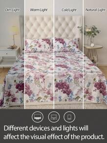 1件植物图案床单，轻盈透气，柔软亲肤 - 彩色 - 查看 6