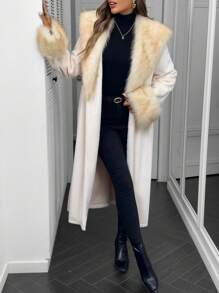 SHEIN Clasi Women's Casual Plush Fluffy Collar Jacket For Autumn/Winter